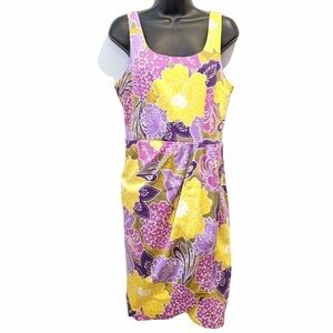 2/$20 London Times Floral Faux Wrap Tropical Dress sz 8